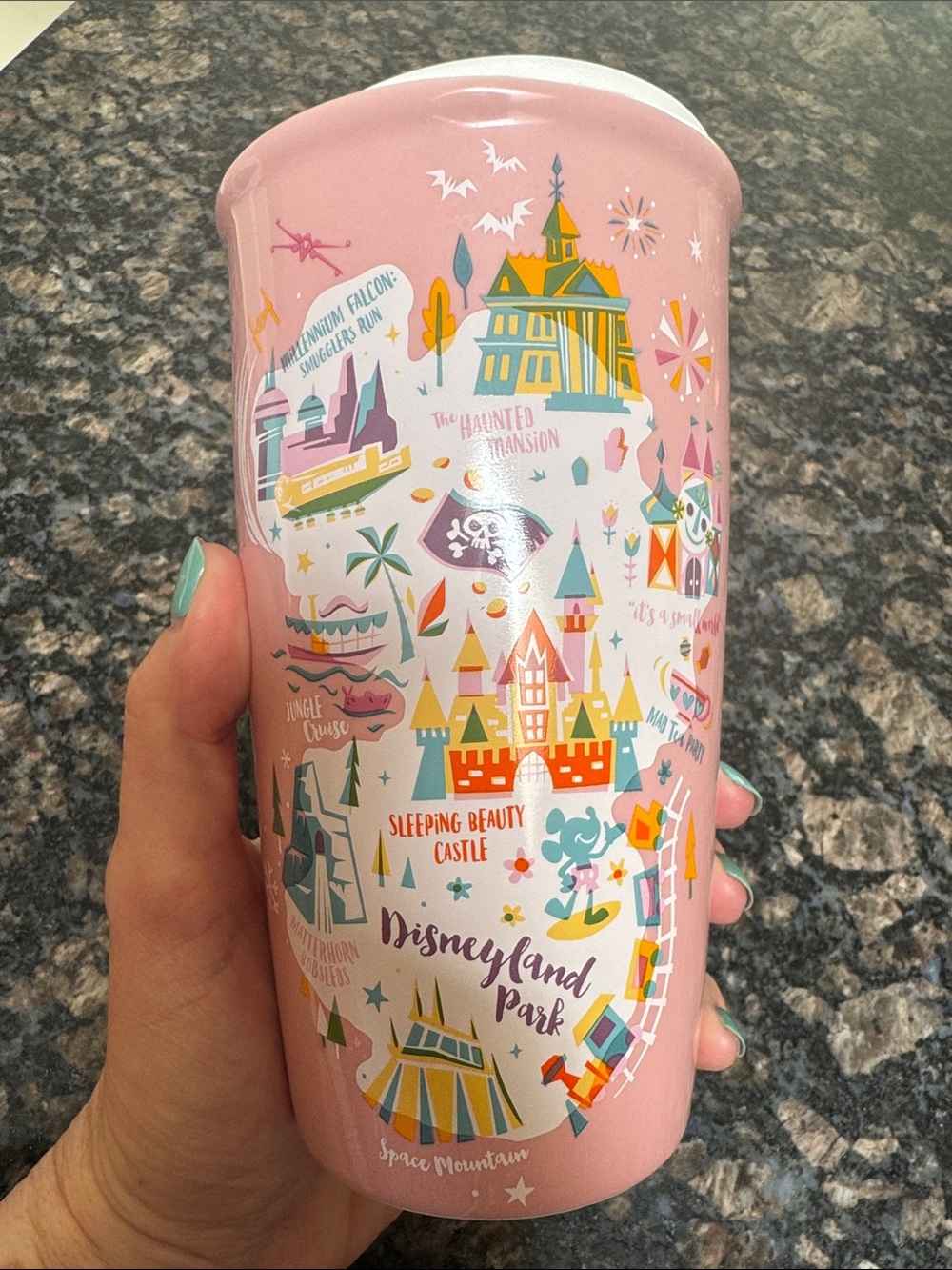 Disneyland Starbucks Pink Ceramic Travel Cup